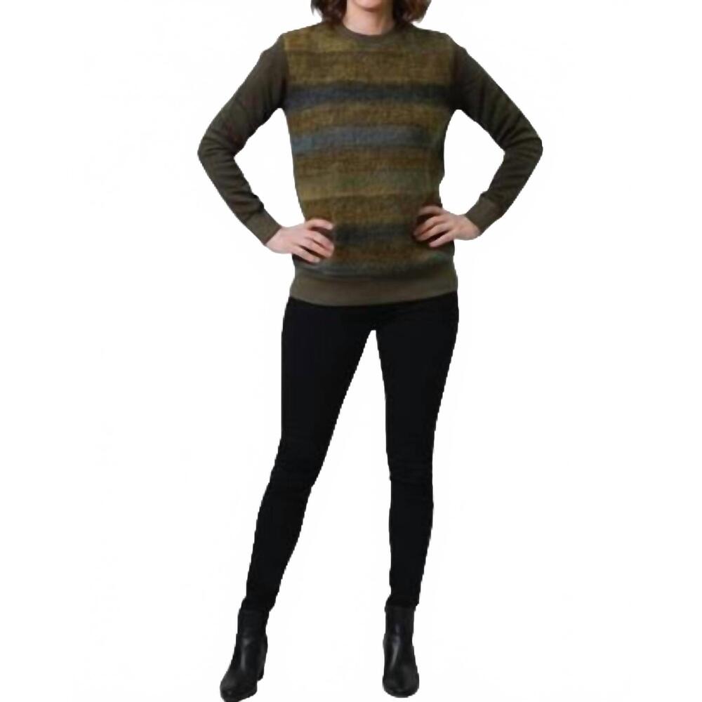 NEW KATHIE K top swetcher sweater in khaki multi